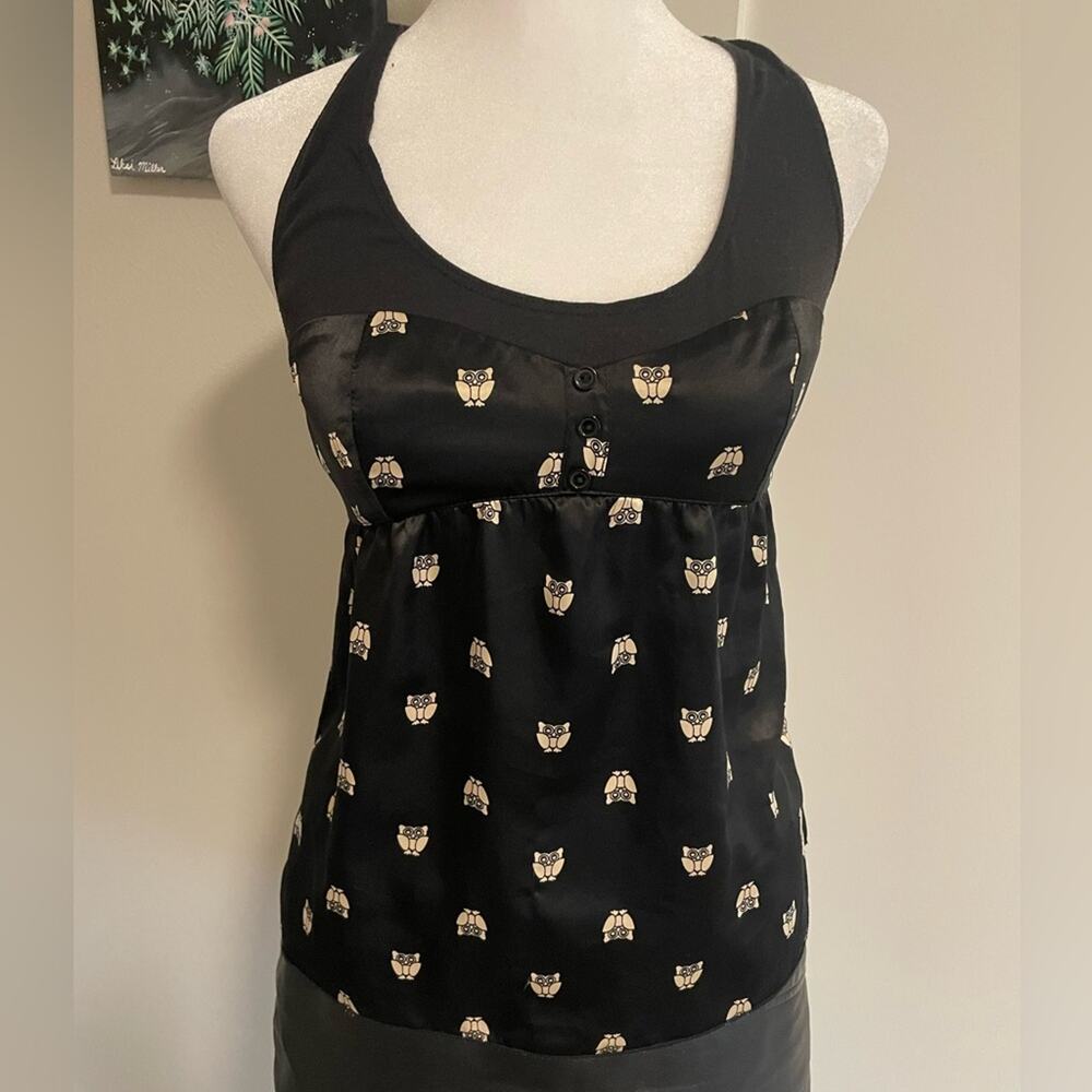(Sold)black and cream owl y2k cami top